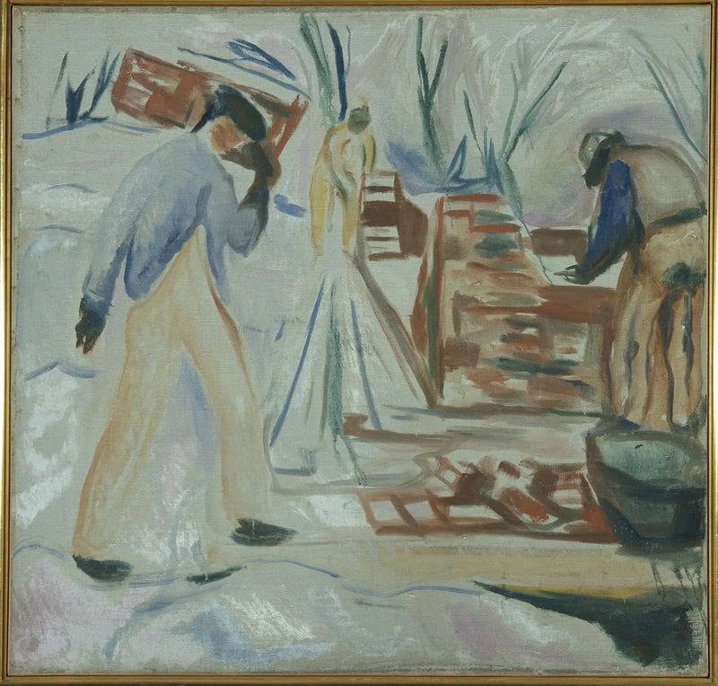 Muurari työskentelee studiotalossa - Edvard Munch