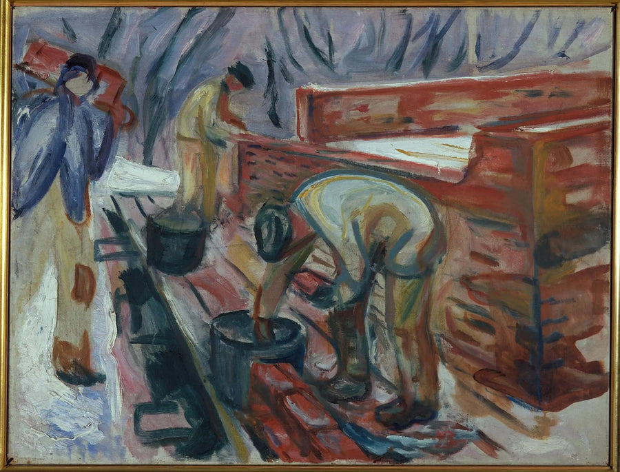 Muurarit työskentelevät studiotalossa - Edvard Munch