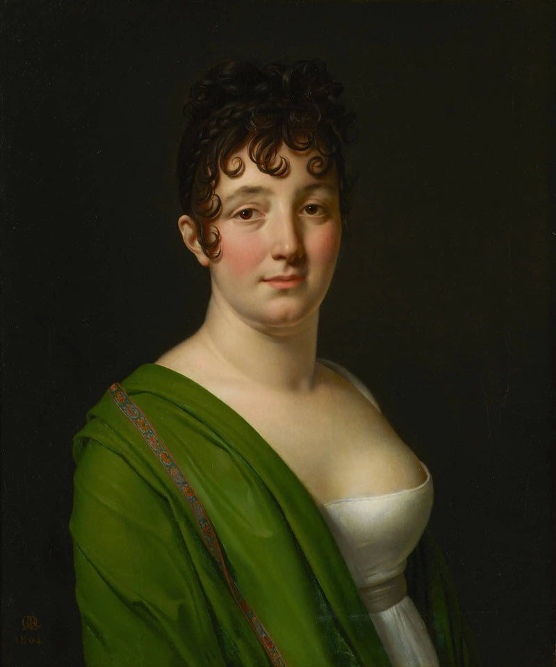 Madame Bocquet vihreässä huivissa - Anne-Louis Girodet