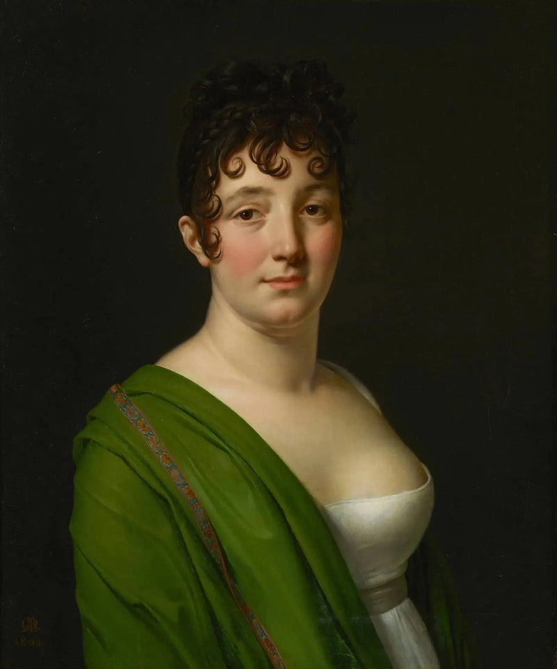 Madame Bocquet vihreässä huivissa - Anne-Louis Girodet