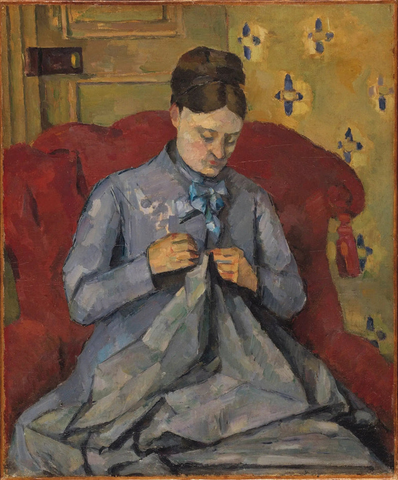 Madame Cézanne ompelemassa - Paul Cézanne