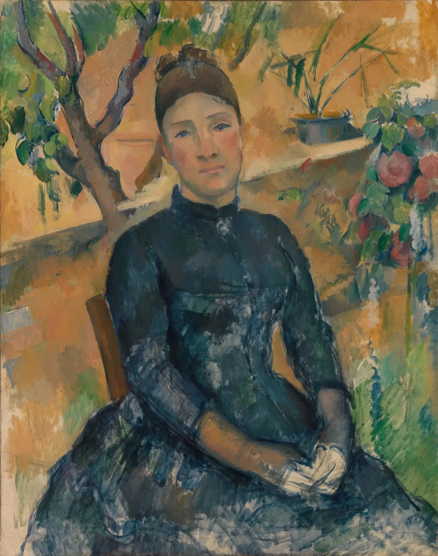Madame Cézanne kasvihuoneessa - Paul Cézanne