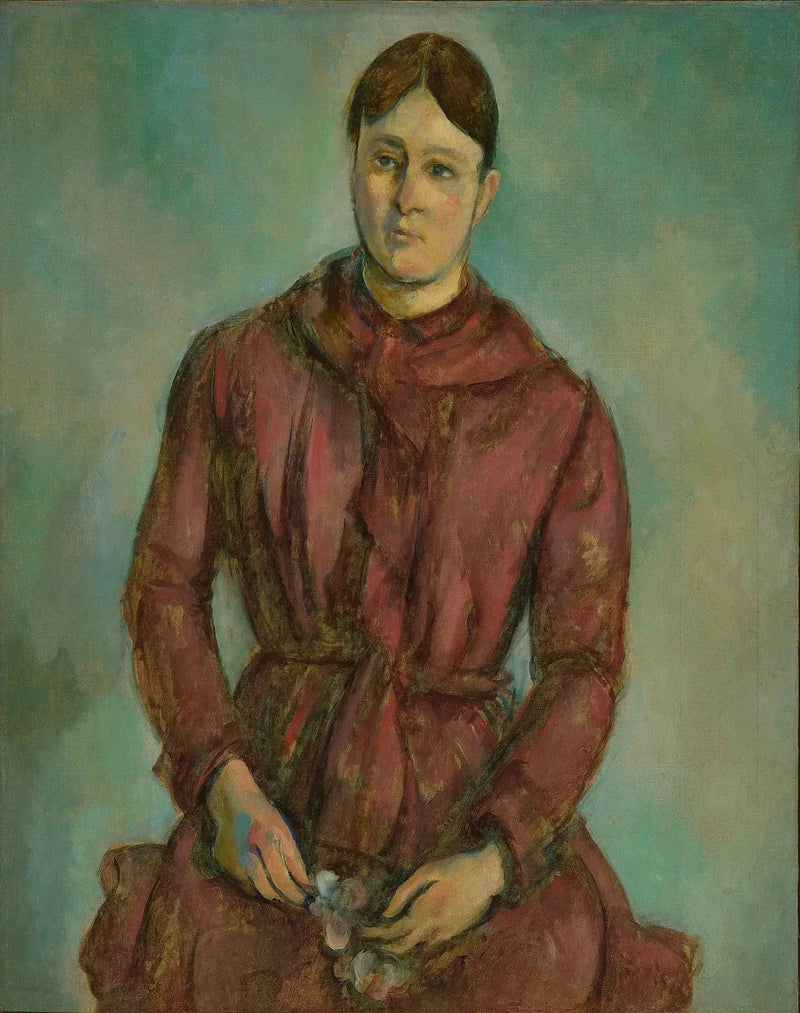 Rouva Cézanne punaisessa mekossa - Paul Cézanne