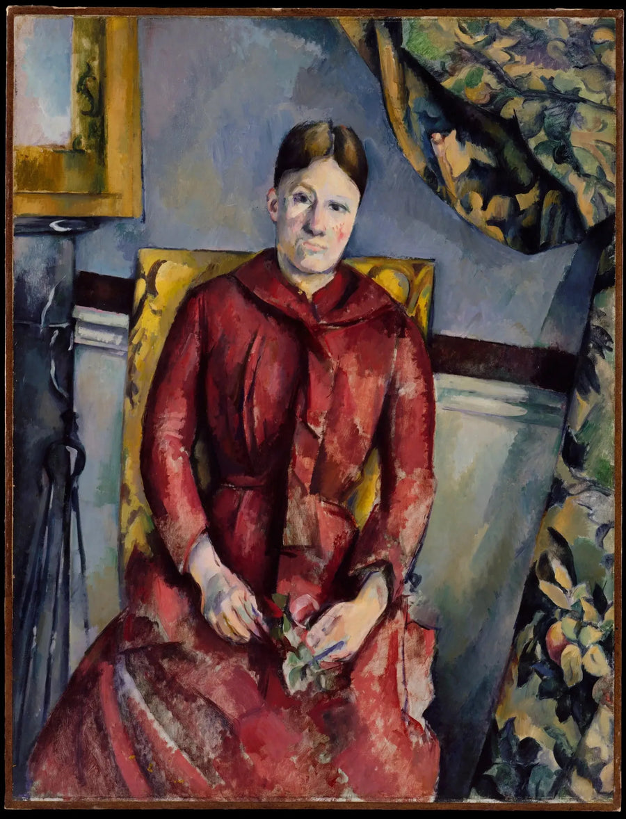 Rouva Cézanne punaisessa mekossa - Paul Cézanne