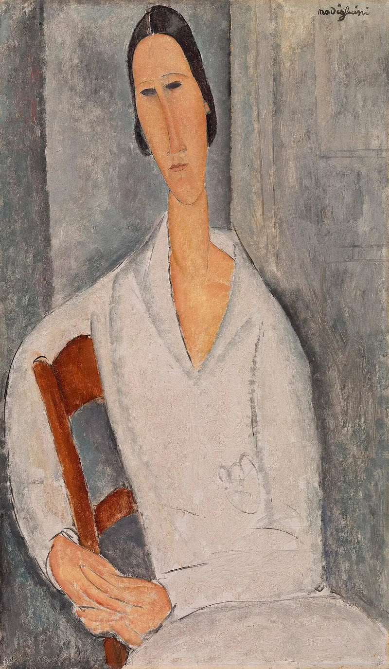 Rouva Hanka Zborowska nojautuneena tuoliin - Amedeo Modigliani