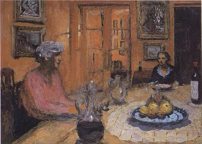 Madame Hessel ja Lulu, ruokasalissa, Napolinkatu - Édouard Vuillard