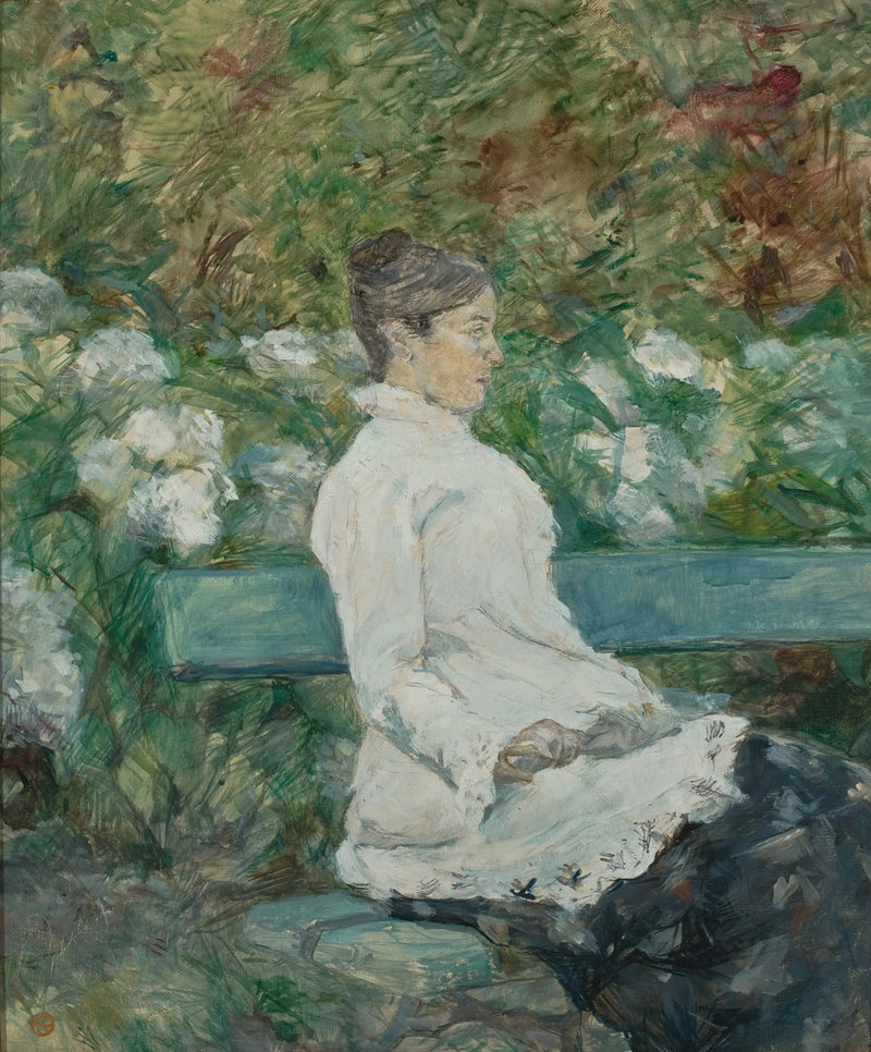 Paronittaren Adèle de Toulouse-Lautrec Malromé-puutarhassa - Henri de Toulouse-Lautrec