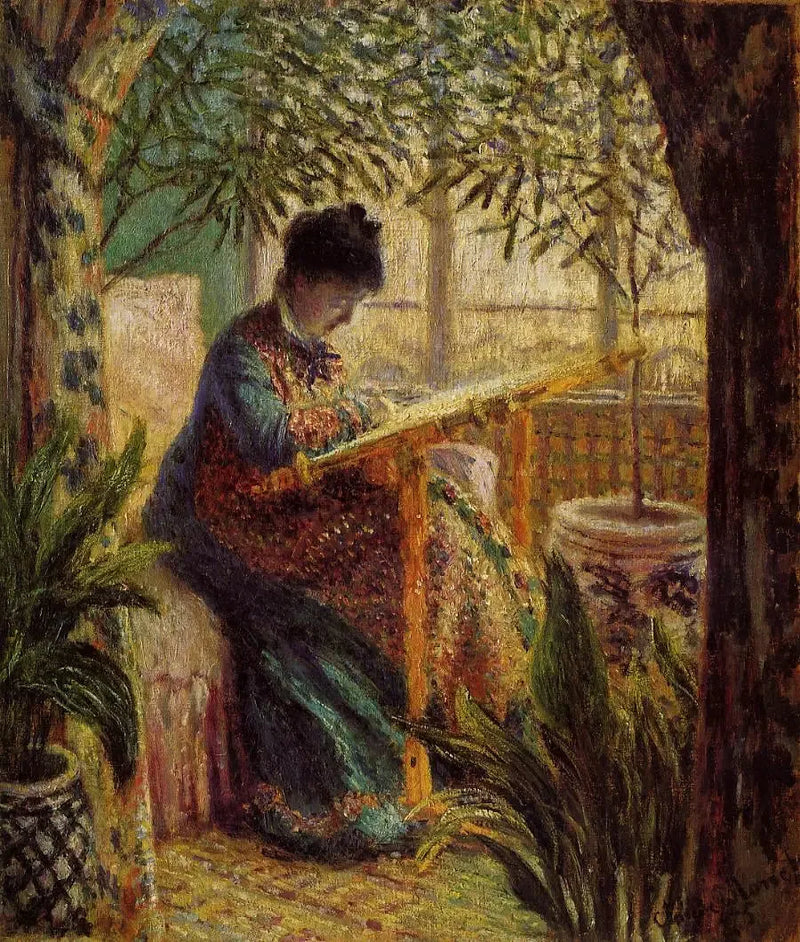 Rouva Monet kirjomassa (Camille työpöydän ääressä) - Claude Monet