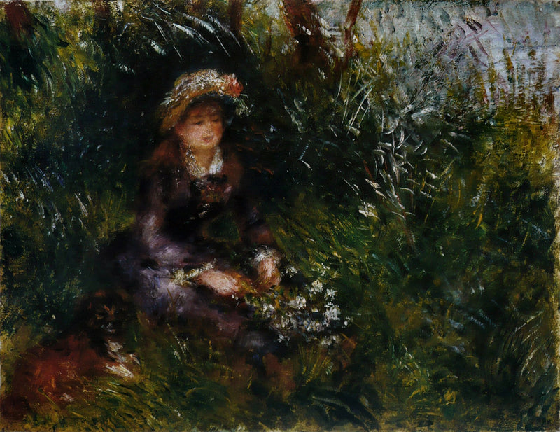 Madame Renoir koiran kanssa - Pierre-Auguste Renoir