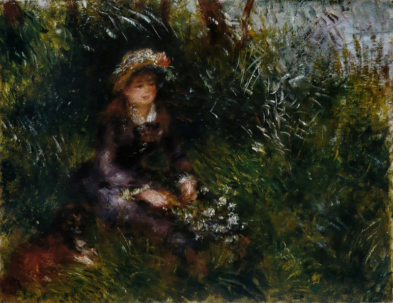 Madame Renoir koiran kanssa - Pierre-Auguste Renoir