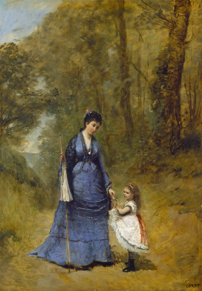 Madame Stumpf ja hänen tyttärensä - Jean-Baptiste Camille Corot
