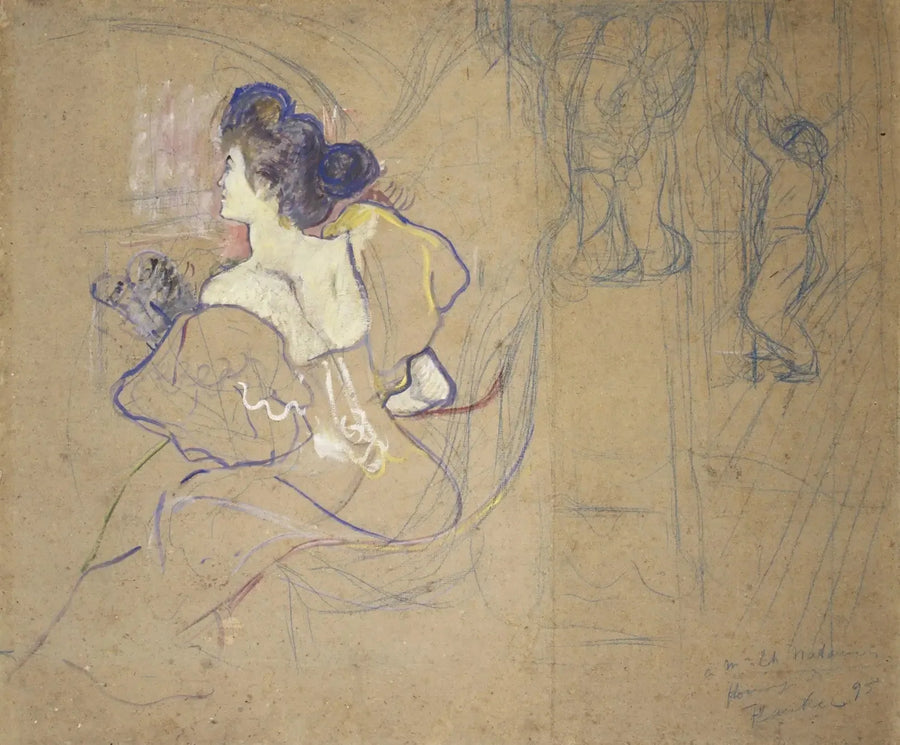 Rouva Thadée Natanson (Misia Godebska, 1872-1950) teatterissa - Henri de Toulouse-Lautrec