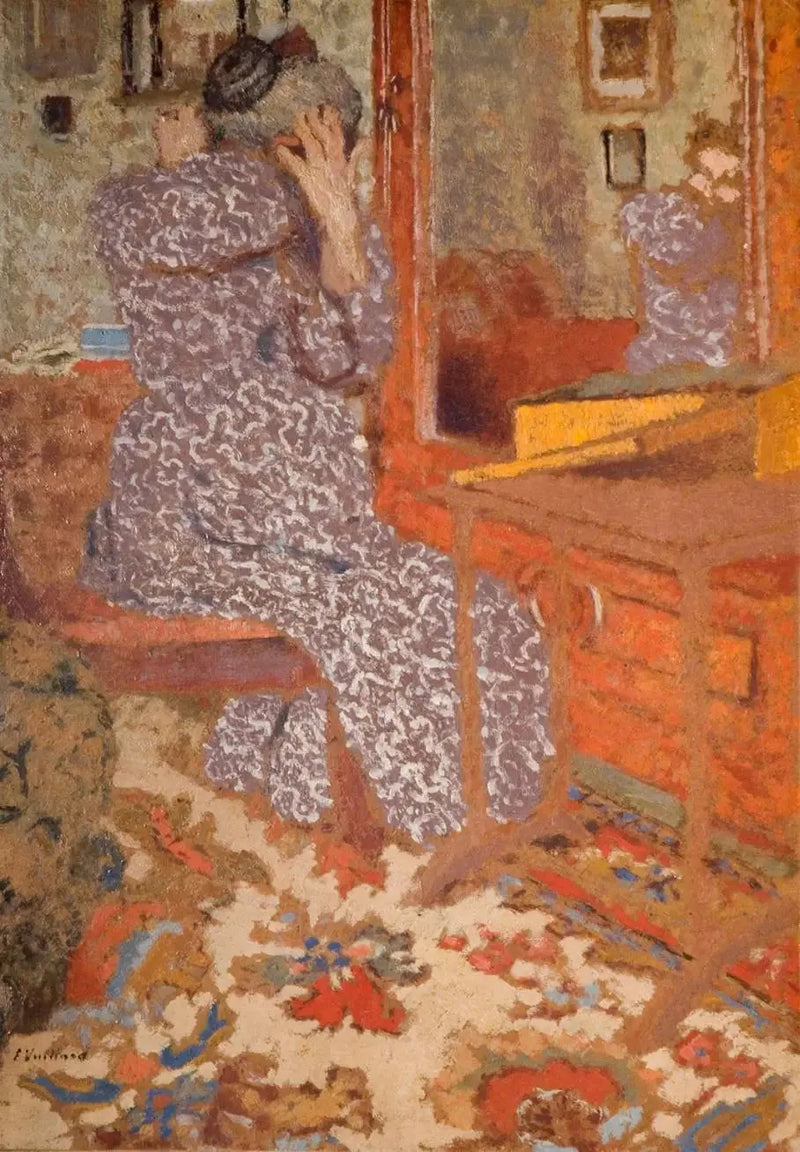 Madame Vuillard järjestämässä hiuksiaan - Édouard Vuillard