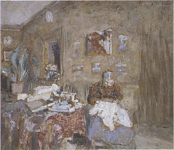 Madame Vuillard ompelemassa - Édouard Vuillard