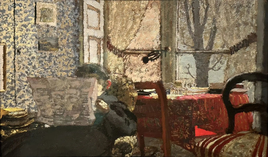 Madame Vuillard lukee lehteä - Édouard Vuillard