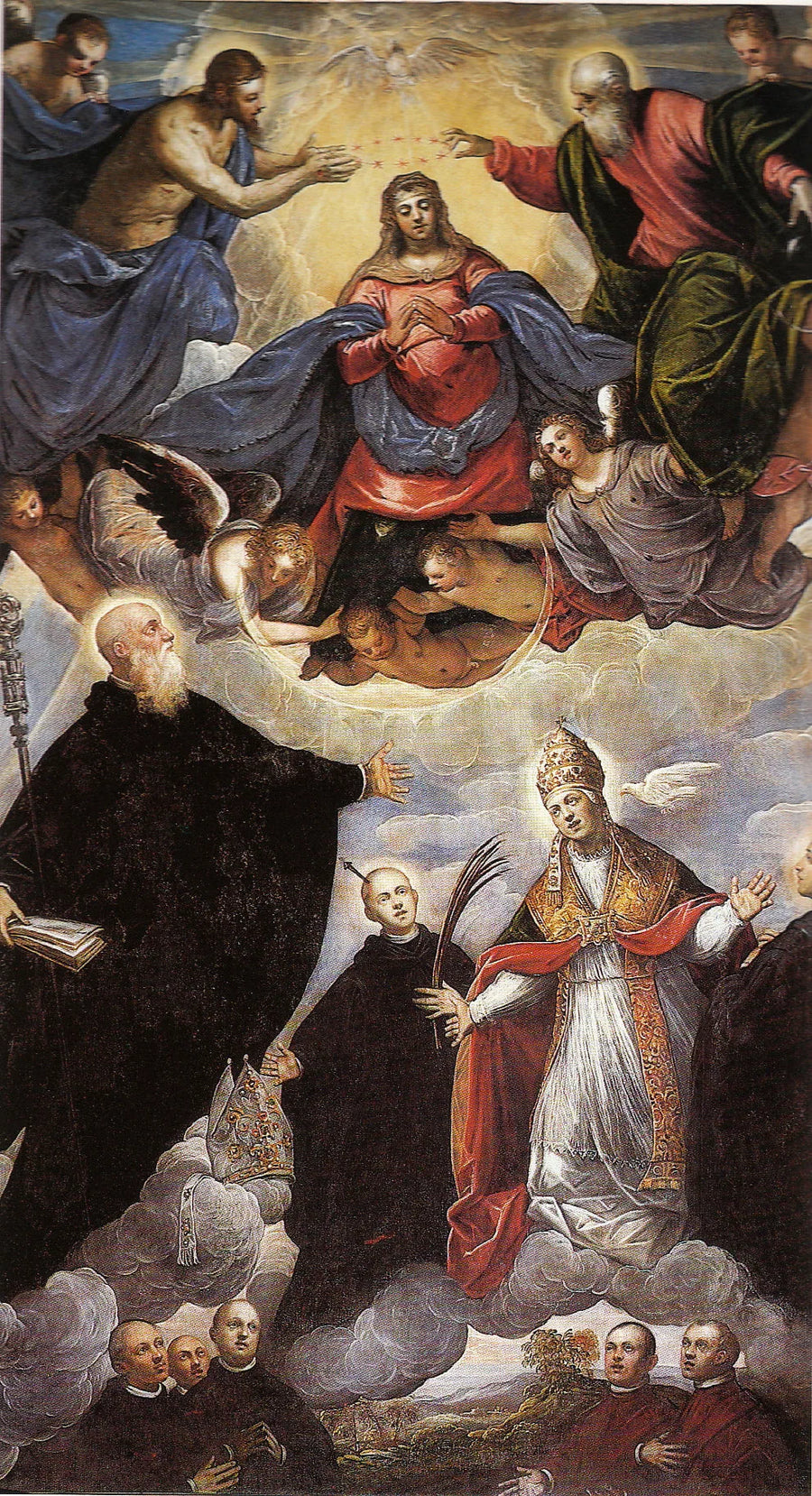 Madone kruunattuna pyhimysten, benediktiinien - Jacopo Tintoretto