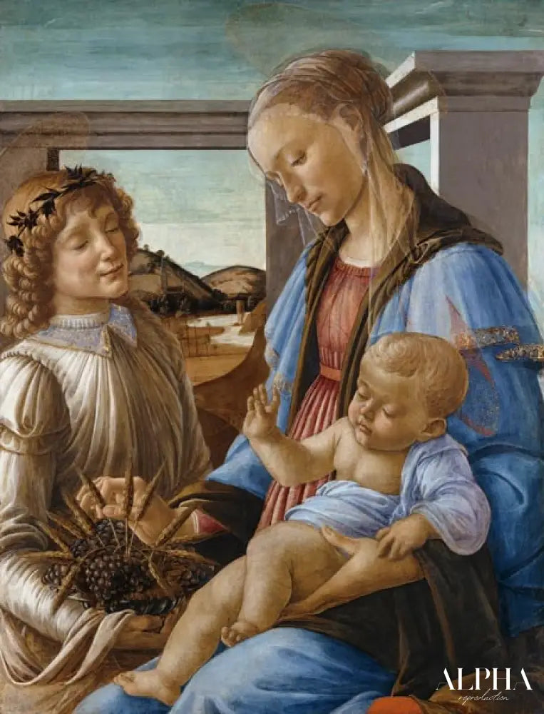 Madone et enfant avec ange (Madonna dell'Eucarestia) - Sandro Botticelli - Reproductions de tableaux et peintures haut de gamme