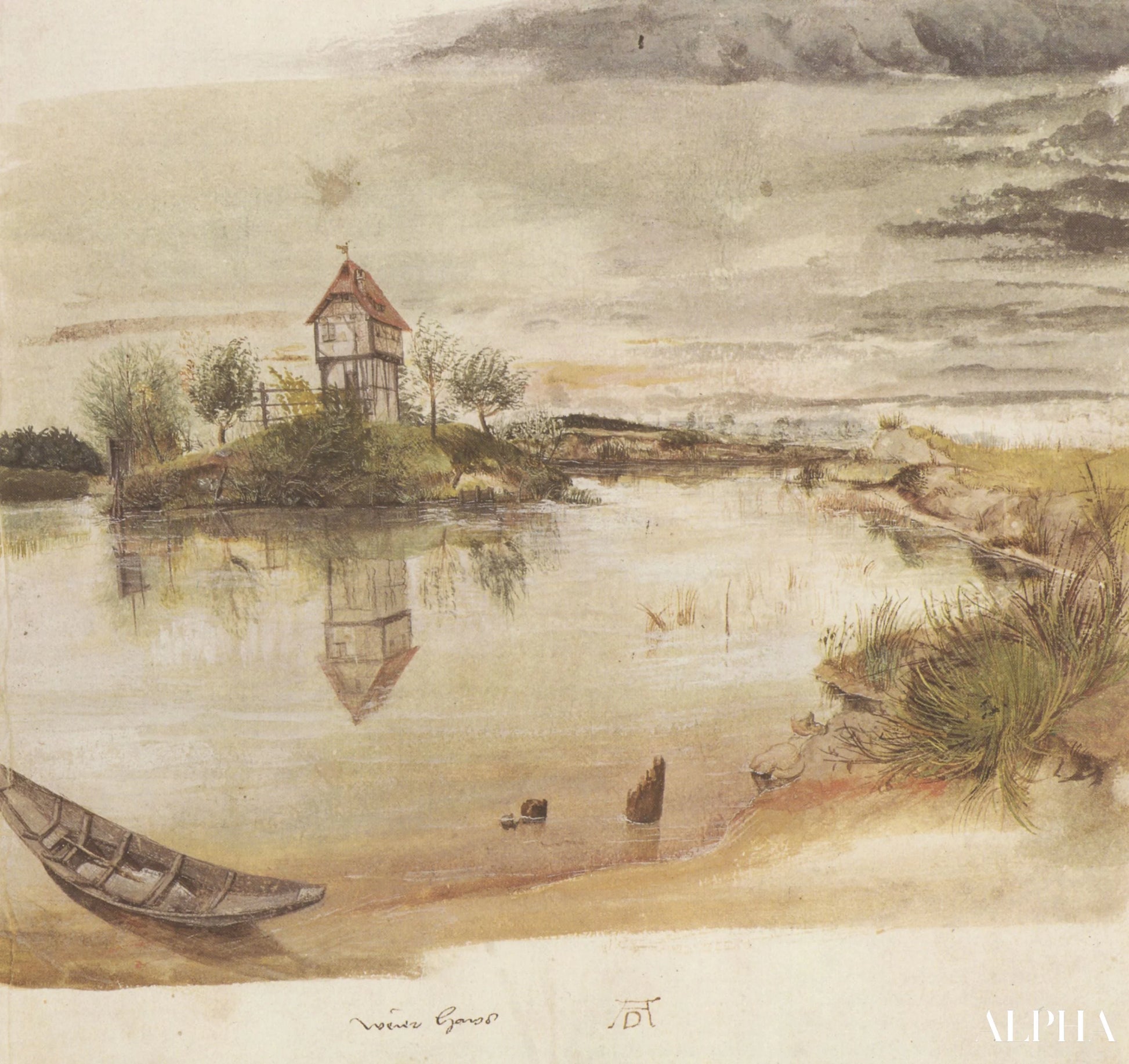 Vesilammikon talo - Albrecht Dürer - Korkealaatuiset taulujen ja maalauksien reproduktiot