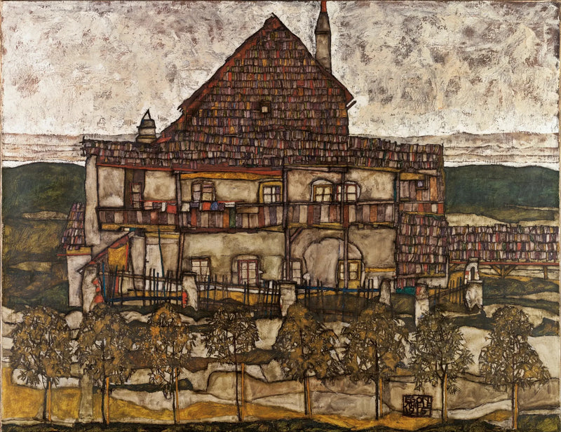 Piharakennus tiilikatolla - Egon Schiele