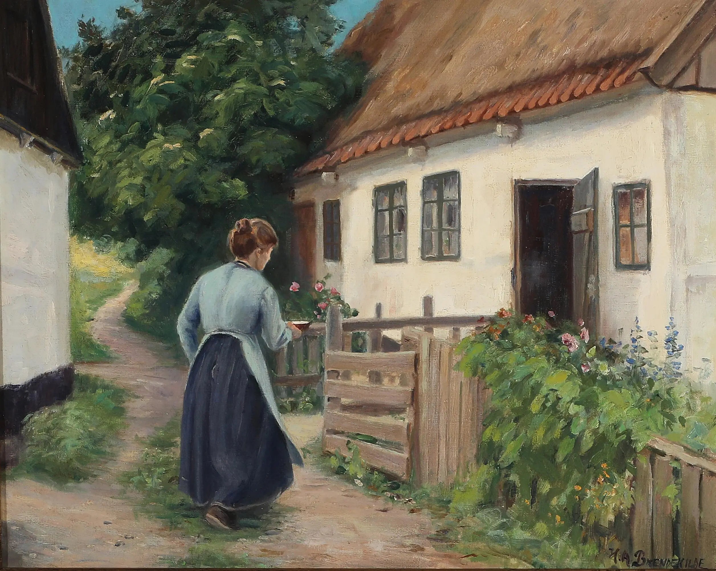 Maison de la couturière à Lille Næstved. - H. A. Brendekilde image 1 copie peinte à la main à l’huile