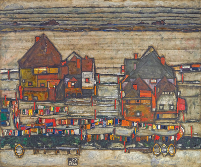 Värikkäitä pyykkejä sisältävät talot - Egon Schiele