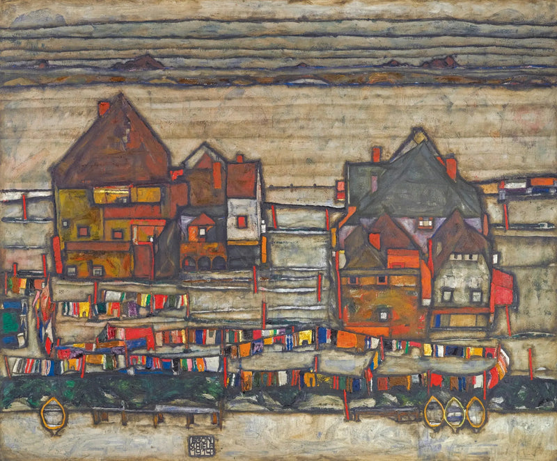 Värikkäitä pyykkejä sisältävät talot - Egon Schiele
