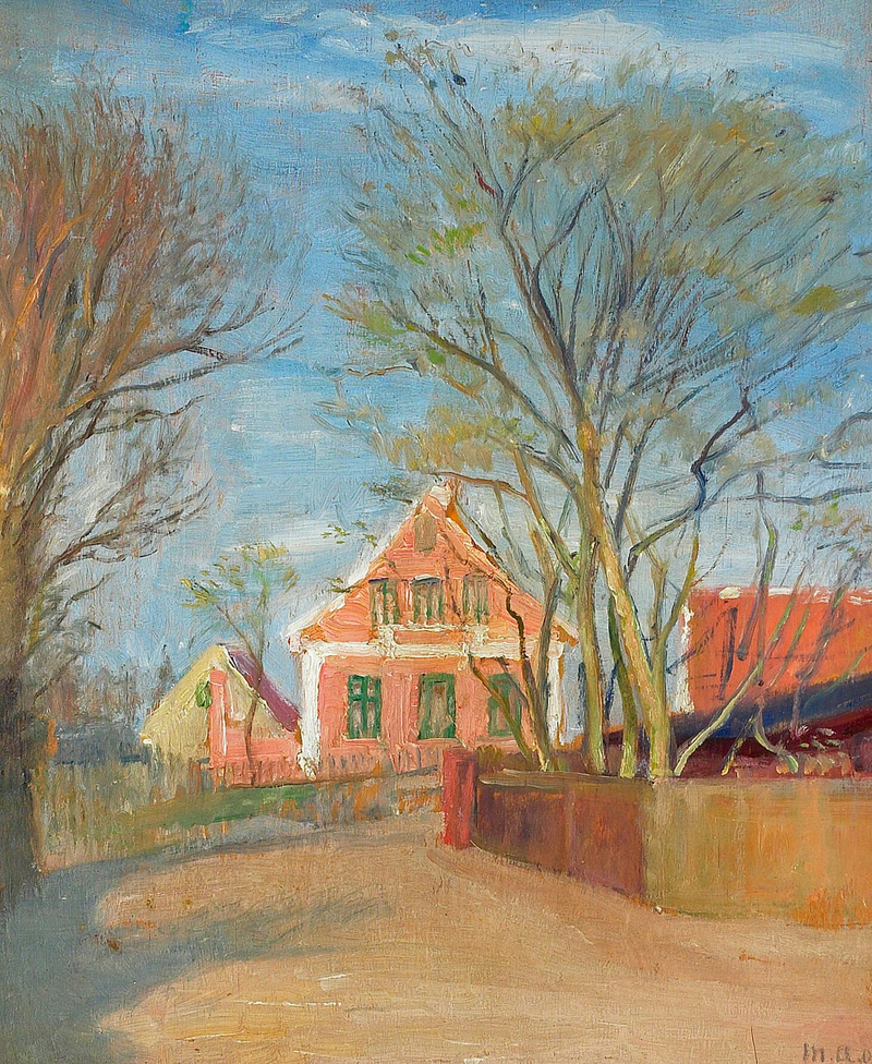 Talot Skagenissa kylpevät auringonvalossa. - Michael Peter Ancher