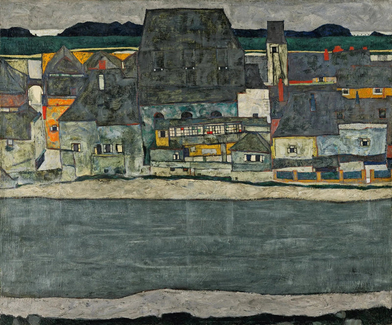 Talot joen varrella (vanha kaupunki) - Egon Schiele