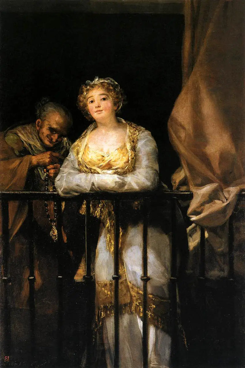 Maja ja Célestine parvekkeella - Francisco de Goya