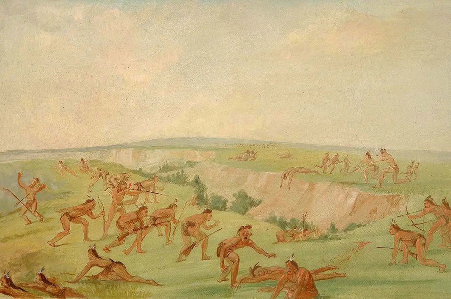Mandan hyökkäävässä Arikara-ryhmässä - George Catlin