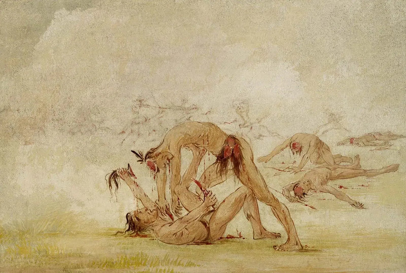 Mandan-huulten päänahka vihollisesta - George Catlin