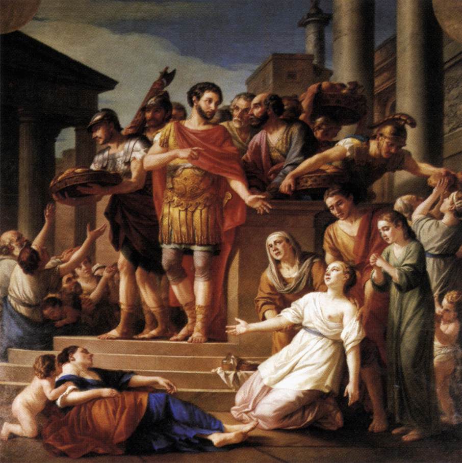 Marc Aurèle fait distribuer au peuple des aliments et des médicaments dans un temps de peste et de famine à Rome - Joseph-Marie Vien image 1 reproduction réalisée par Alpha Reproduction