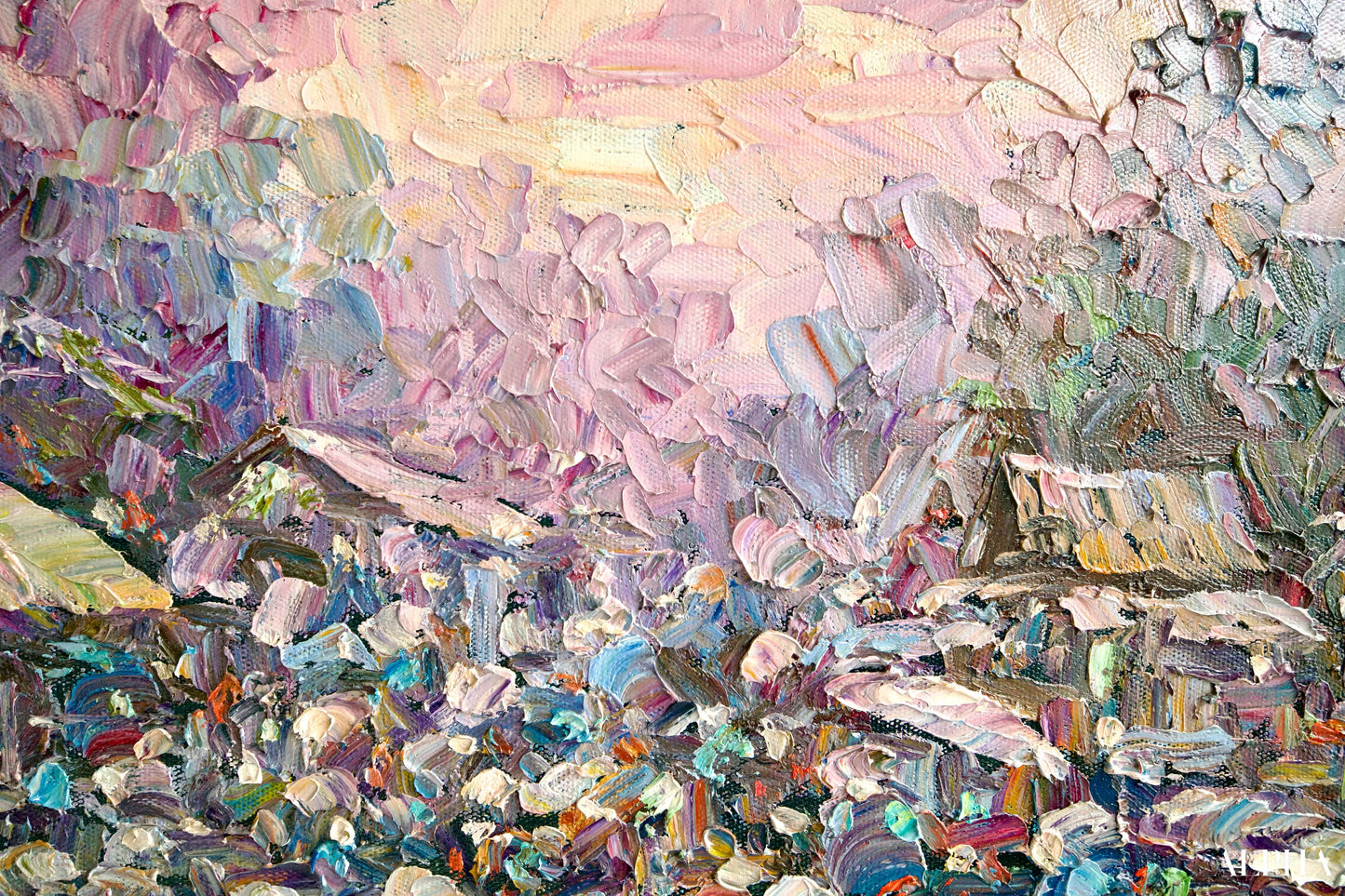 Marché flottant | 145 x 105 cm Reproductions de tableaux à la peinture à l’huile