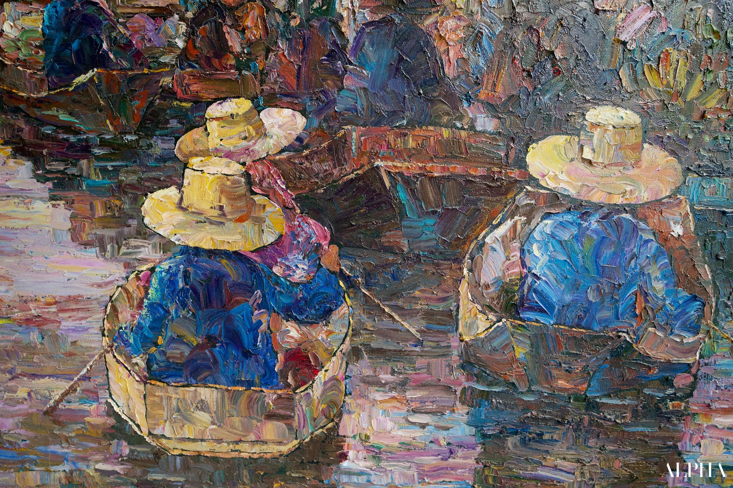 Marché flottant | 145 x 105 cm Reproductions de tableaux à la peinture à l’huile