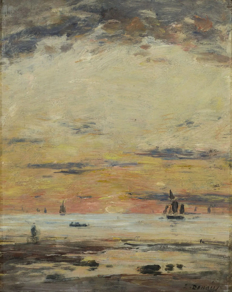 Alhaalla oleva matala vesi auringonlaskun aikaan - Eugène Boudin