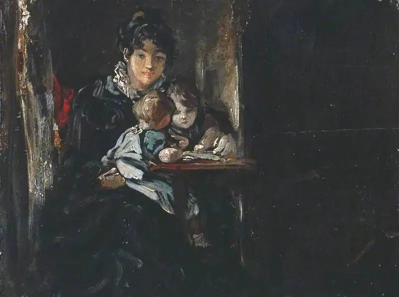 Maria Constable kahden lapsensa kanssa. Takapuolella: Kopio Teniersin mukaan - John Constable