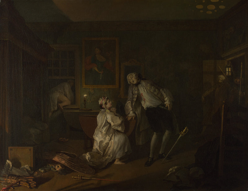 Mariage à la mode : 5, Le Bagnio - William Hogarth