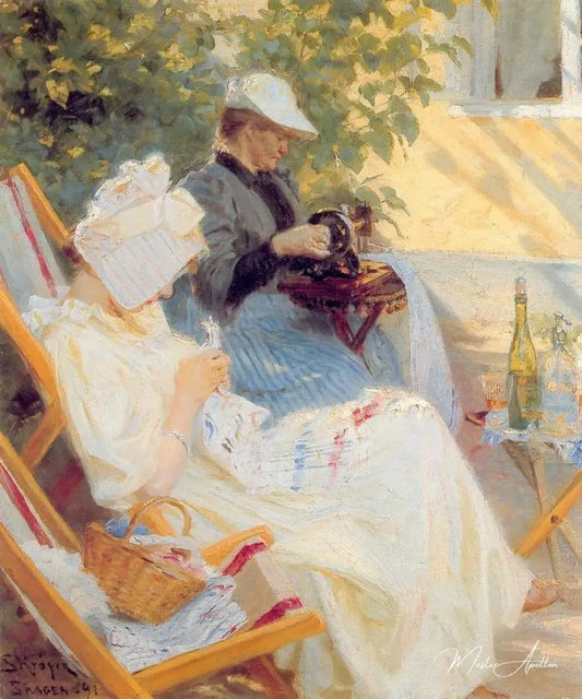 Marie and Her Mother in the Garden - Peder Severin Kroyer - Reproductions de tableaux et peintures haut de gamme