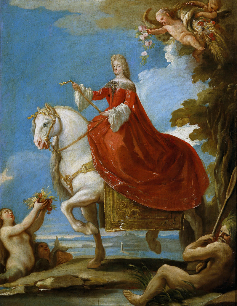 Marie-Anne de Neubourg, kuningatar Espanjassa, ratsain - Luca Giordano
