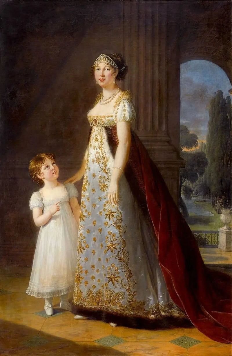 Marie-Annuciade-Caroline Bonaparte, Napolin kuningatar, tyttärensä Laetitia-Joséphine Muratin kanssa - Élisabeth Vigée Le Brun