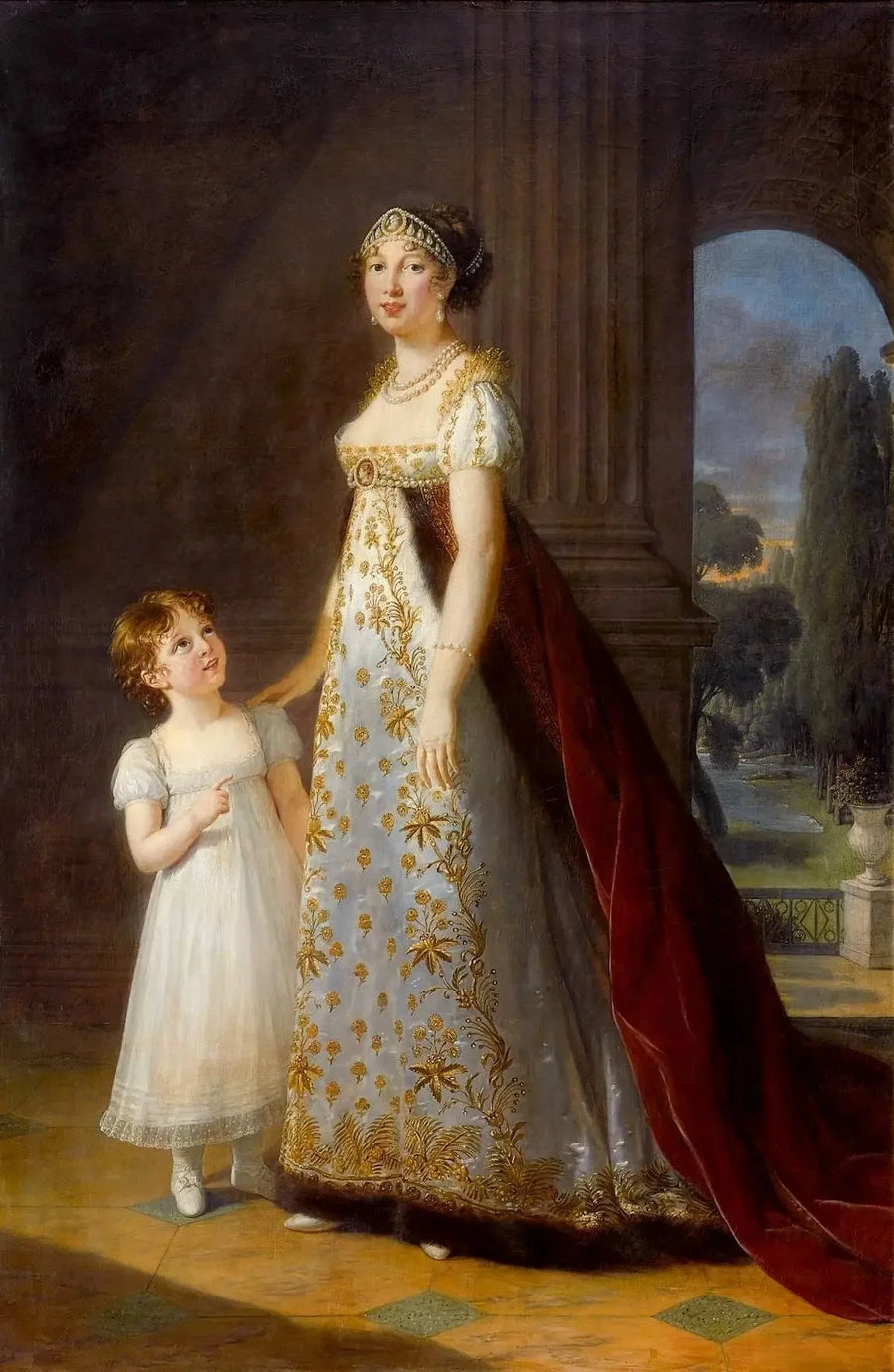 Marie-Annuciade-Caroline Bonaparte, Napolin kuningatar, tyttärensä Laetitia-Joséphine Muratin kanssa - Élisabeth Vigée Le Brun