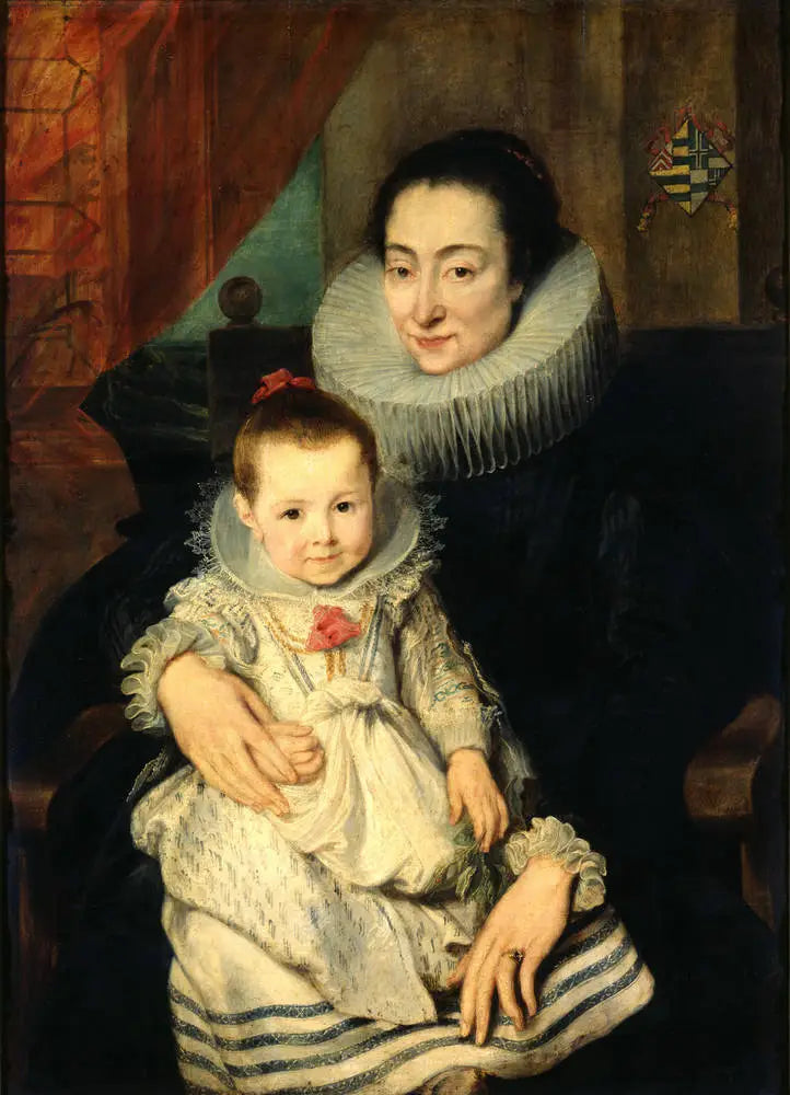 Marie Clarisse (?), vaimo Jan Woveriusille, heidän tyttärensä kanssa - Antoine van Dyck
