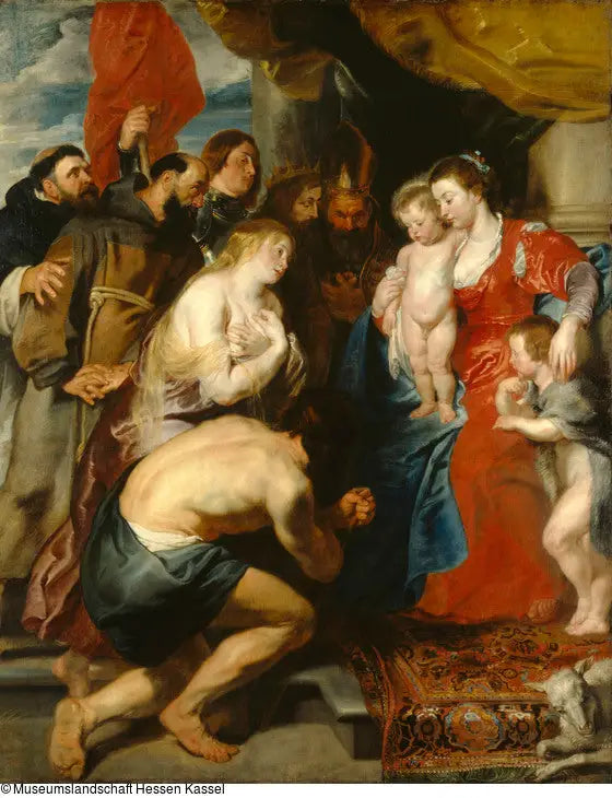 Marie ja Jeesus pyhän Johanneksen kanssa, katuvien syntisten ja pyhien kunnioittamat (noin 1619) - Peter Paul Rubens