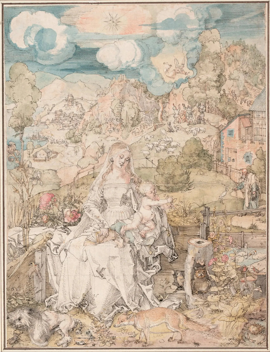 Marie monenlaisten eläinten joukossa - Albrecht Dürer