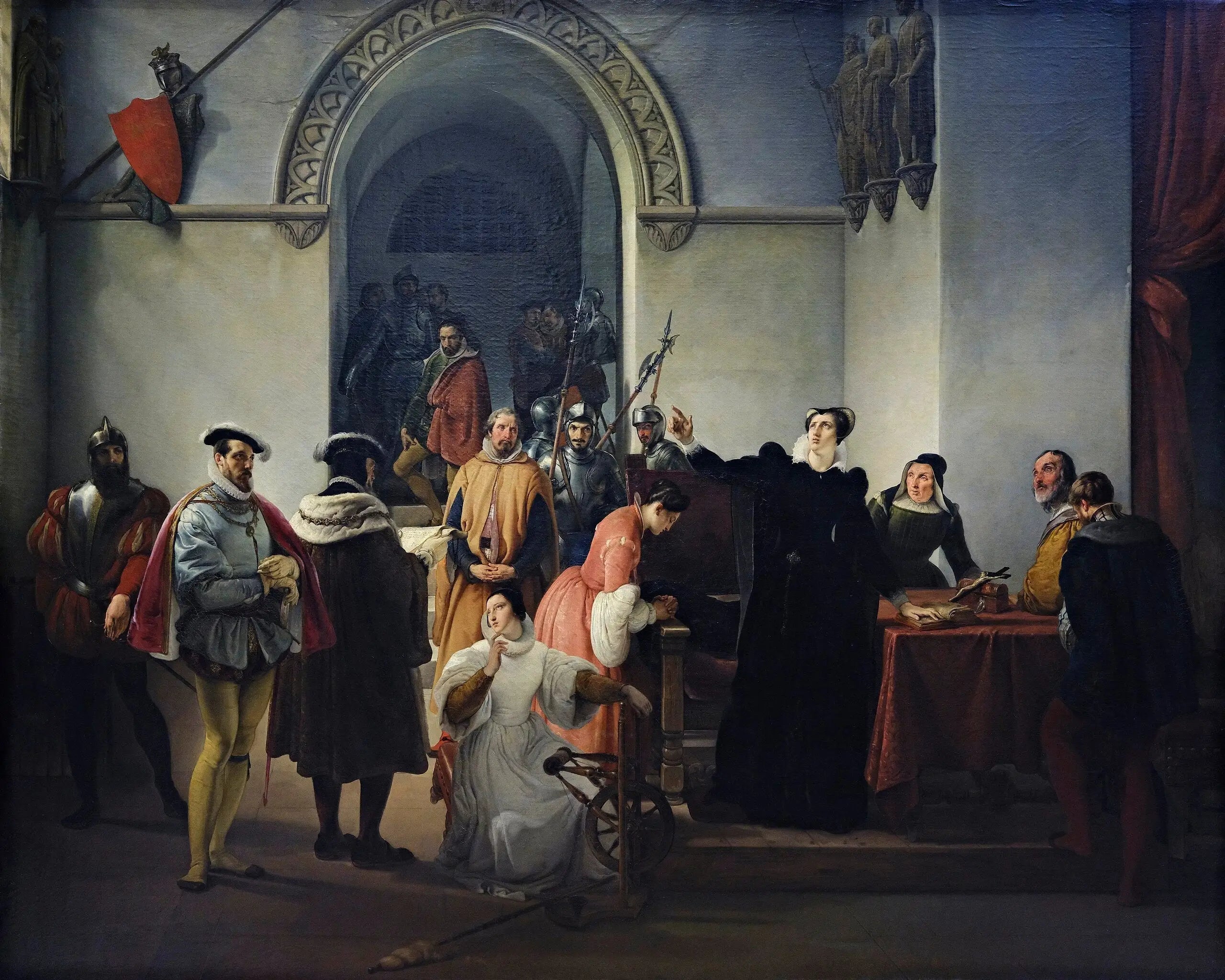 Marie Stuart protestant de son innocence à la lecture de sa condamnation à mort - Francesco Hayez image 1 copie de tableau peinte à la main