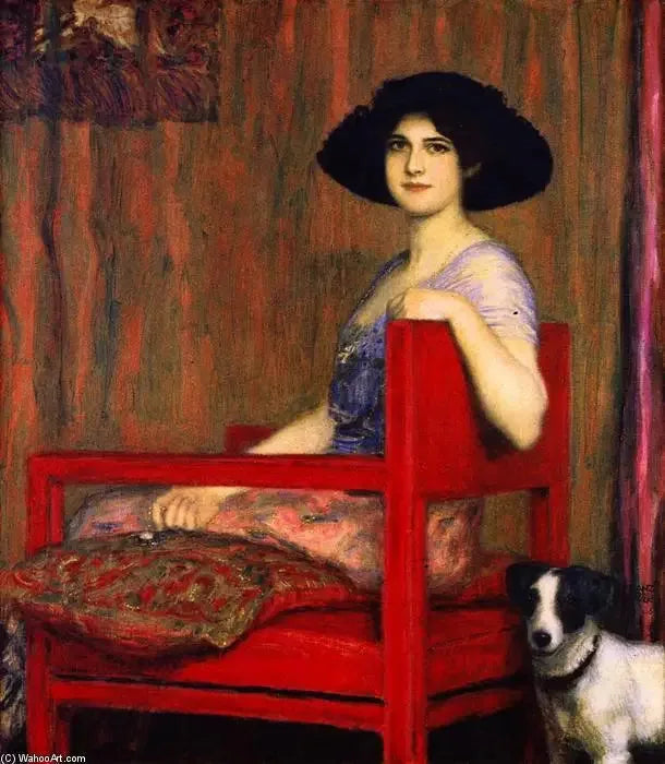 Marie punaisella tuolilla - Franz Von Stuck