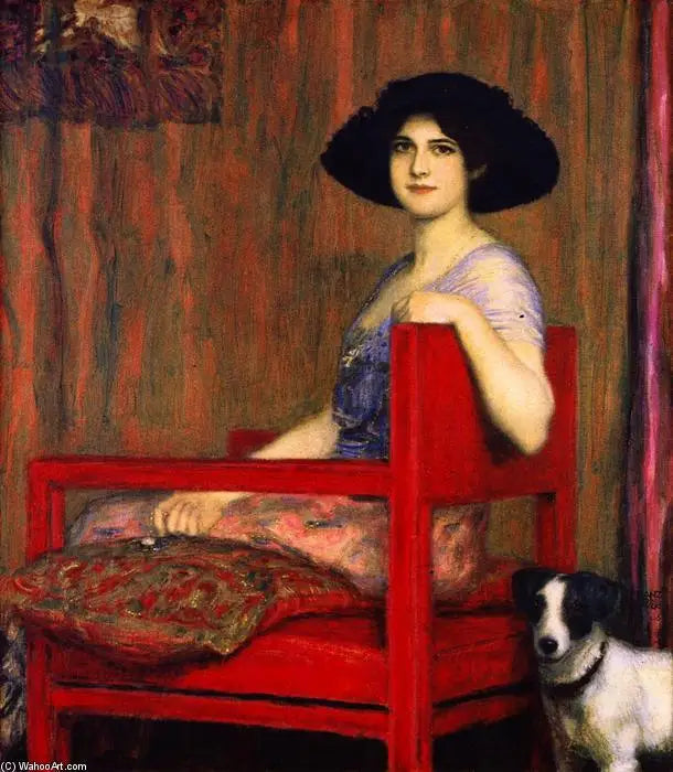 Marie punaisella tuolilla - Franz Von Stuck