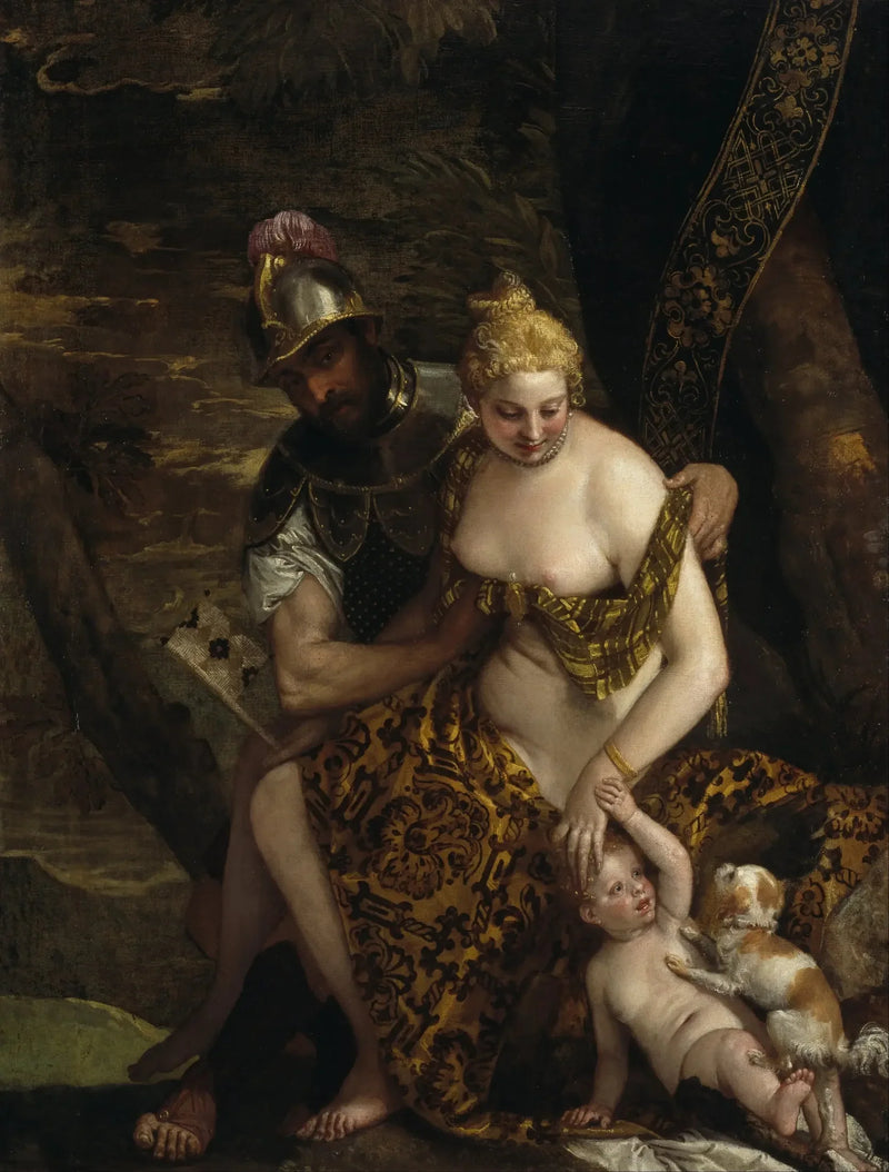 Mars riisuva Venus ja Cupidon sekä koira - Paul Véronèse