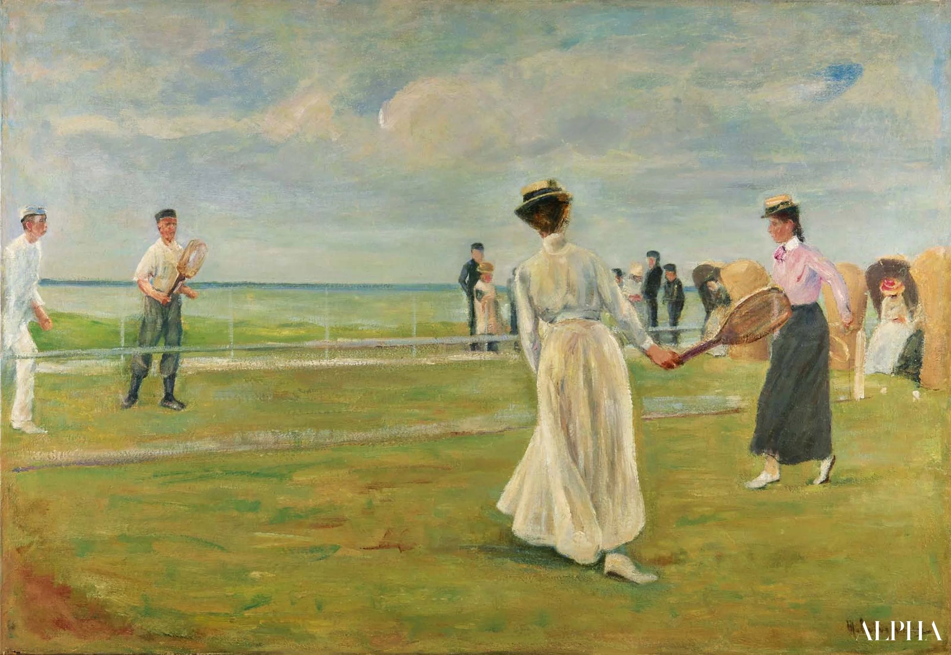 Tennismatsi meren äärellä - Max Liebermann - Korkealaatuiset taulujen ja maalauksien reproduktiot