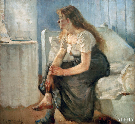 Matin (Fille assise sur le lit) - Edvard Munch - Reproductions de tableaux et peintures haut de gamme